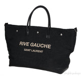 Saint Laurent Black Raffia Rive Gauche Black Oversize Tote