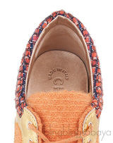 Metallic Gold Orange Woven Sneakers