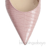 Pink Croc-effect Bing 100 Crystal-Embellished Leather Mules