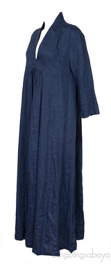Blue Denim Linen Kaftan Dress