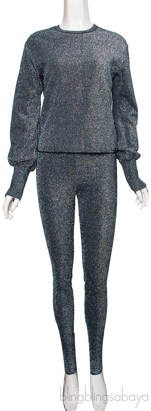 Silvery Black Top & Leggings