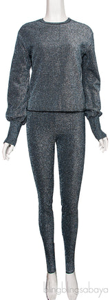 Silvery Black Top & Leggings