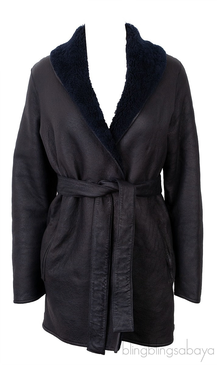 Reversible Black Open Front Leather Jacket