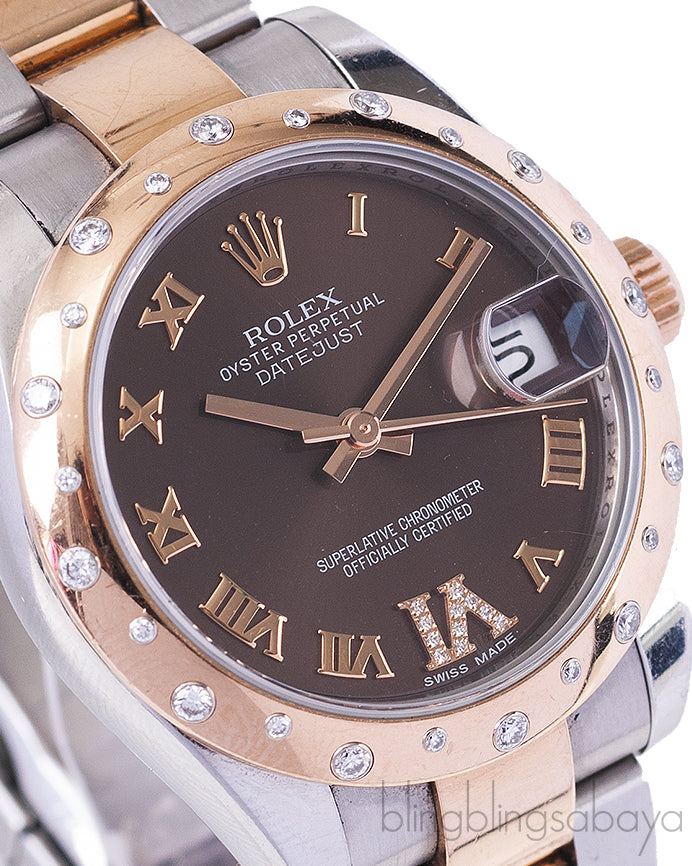 Datejust 31 Chocolate Brown Dial Set with Diamond Bezel
