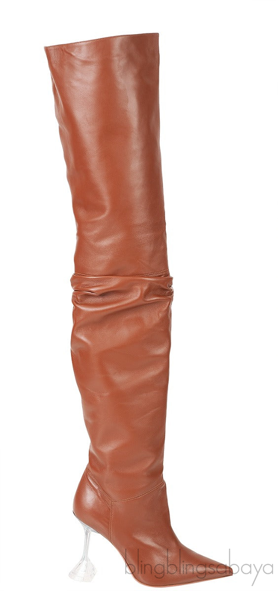 Brown Thigh-high Leather Boots