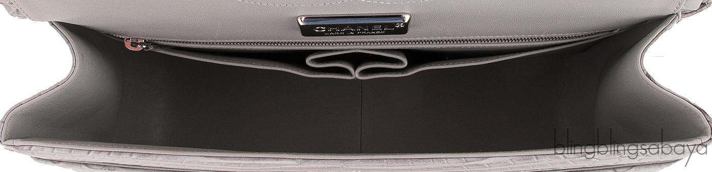 Ombre Grey Crocodile Flap Bag