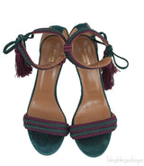 Bi-color Suede Fringed Tassel Sandals