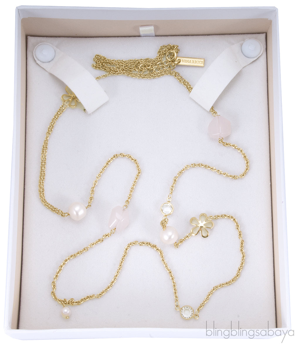 Flower Pearl Long Necklace