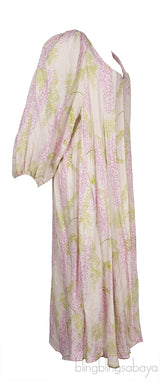 Beige Georgette Floral Print Linen Dress