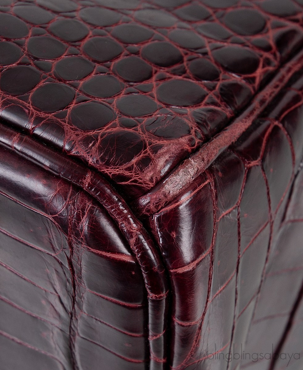 Birkin 35 Prune Crocodile Porosus GHW