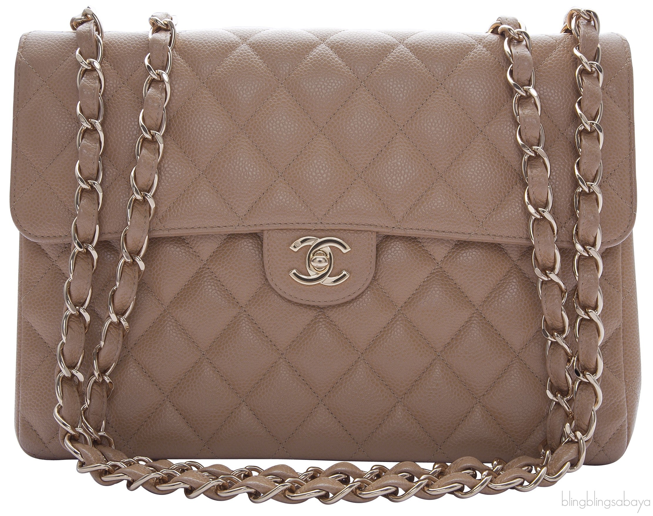 XL Jumbo Tan Caviar Leather