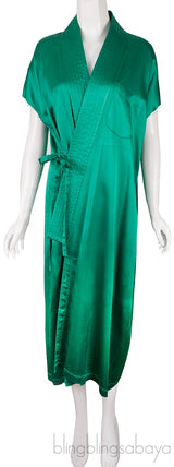 Emerald Satin Judo Wrap Dress