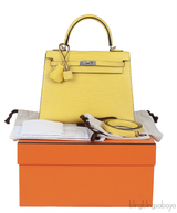Hermes Kelly 25 Sellier Mimosa Matte Porosus Crocodile PHW