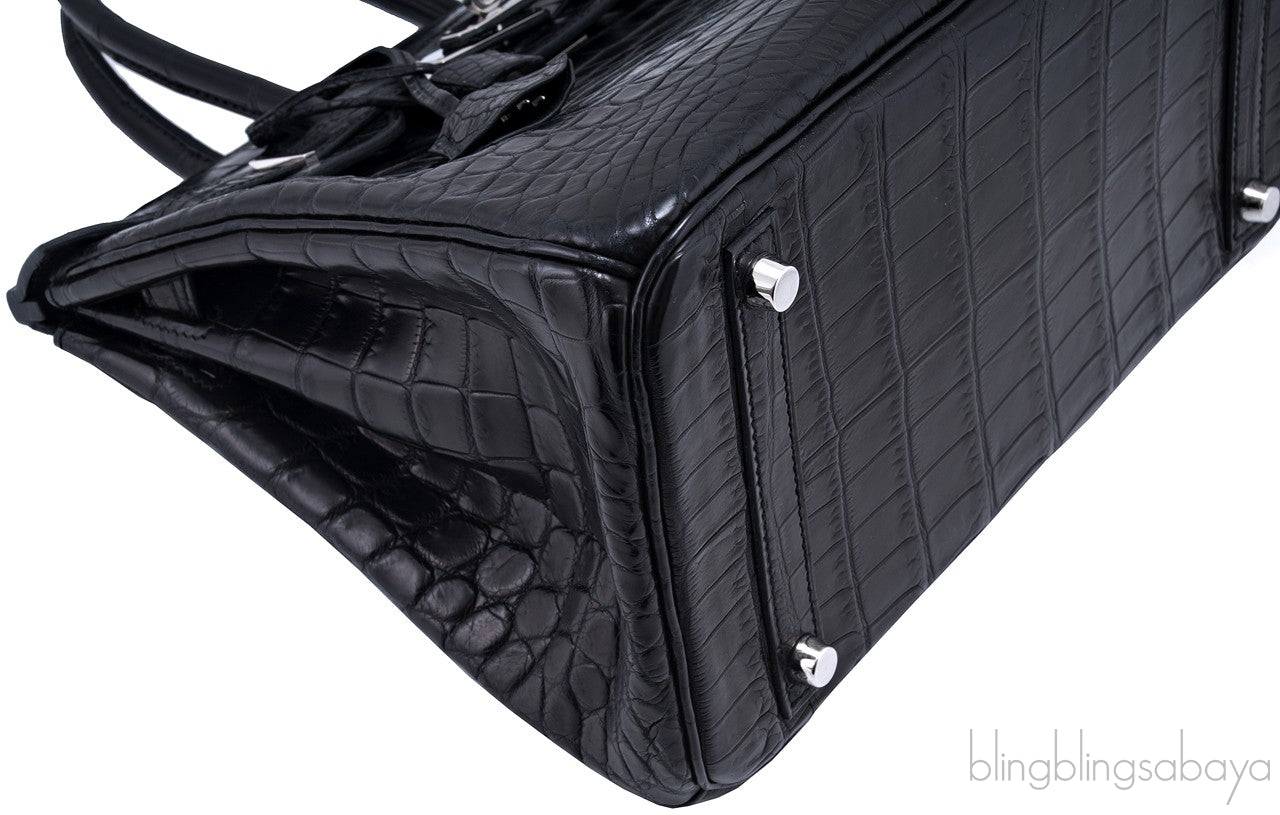 Birkin 30 Black Matte Nilo Croco