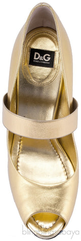 Gold Peep Toe Pump