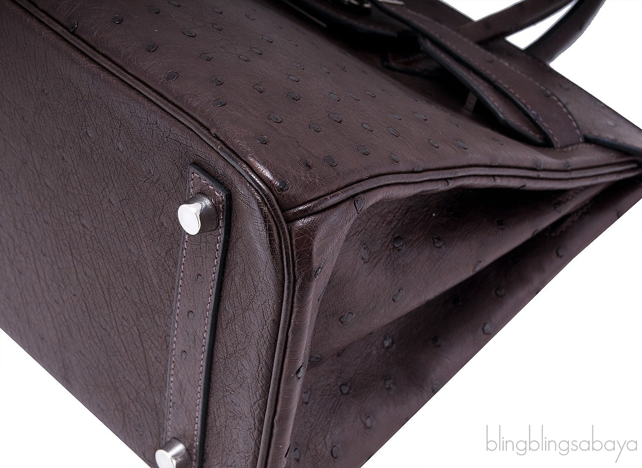 Birkin 30 Choco Brown Ostrich PHW