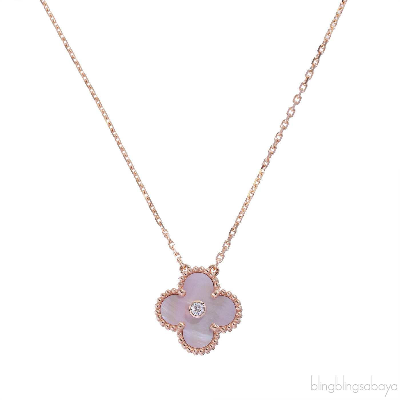 Van Cleef & Arpels Vintage Alhambra Pink Mother of Pearl Rose Gold 2025 Holiday Pendant