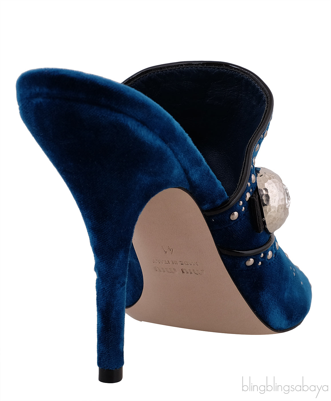 Blue Velvet Crystal Sandals