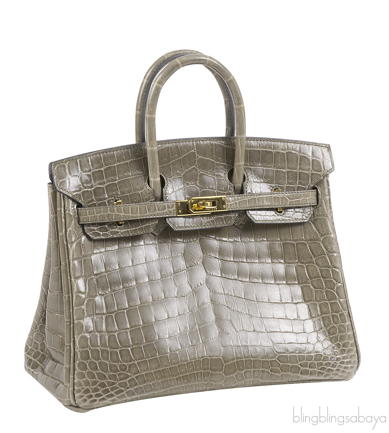 Hermes Birkin 25 Gris Tourterelle Crocodile GHW
