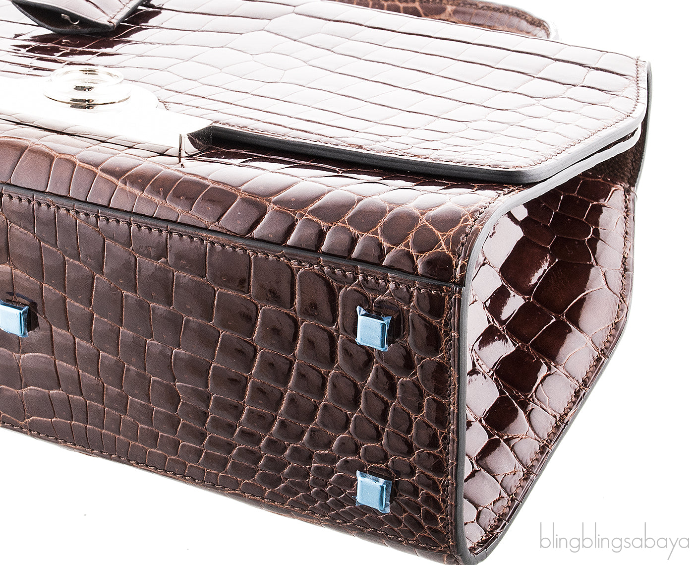 Rejane Brown Patent Crocodile PM*