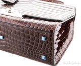 Rejane Brown Patent Crocodile PM*