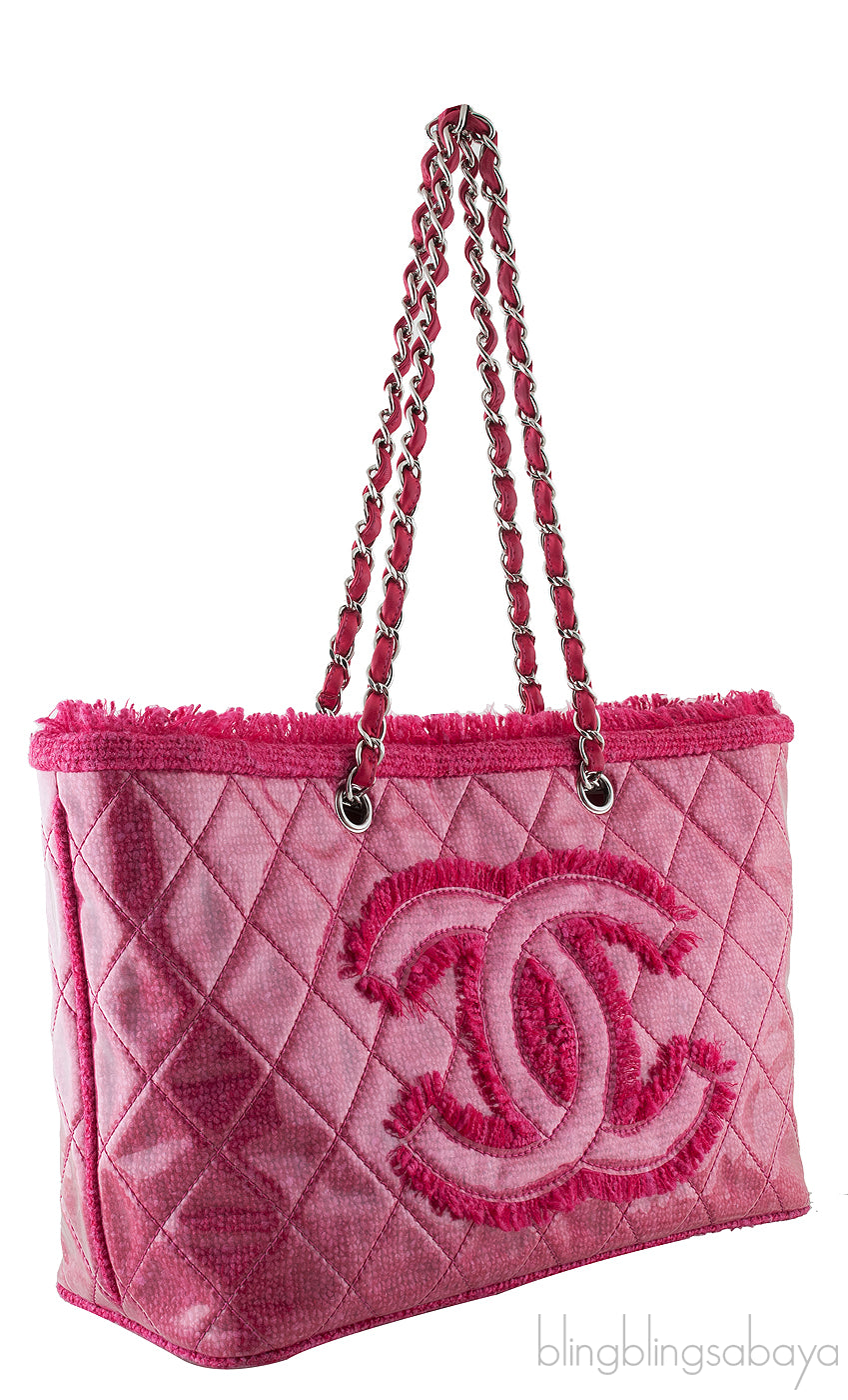 Quilted Pink Tweed PVC Tote