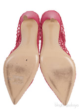 GIANVITO ROSSI Pink Leather Trimmed Fishnet Pump 38