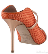 Maureen Orange Woven Satin Mules