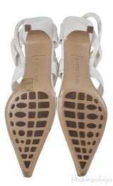 Bottega Veneta White Point Leather Slingback Pumps