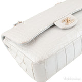 Silver Alligator Medium Flap Bag