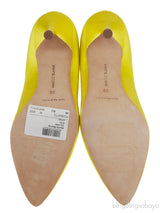 Manolo Blahnik Yellow Satin Hangisi Pump