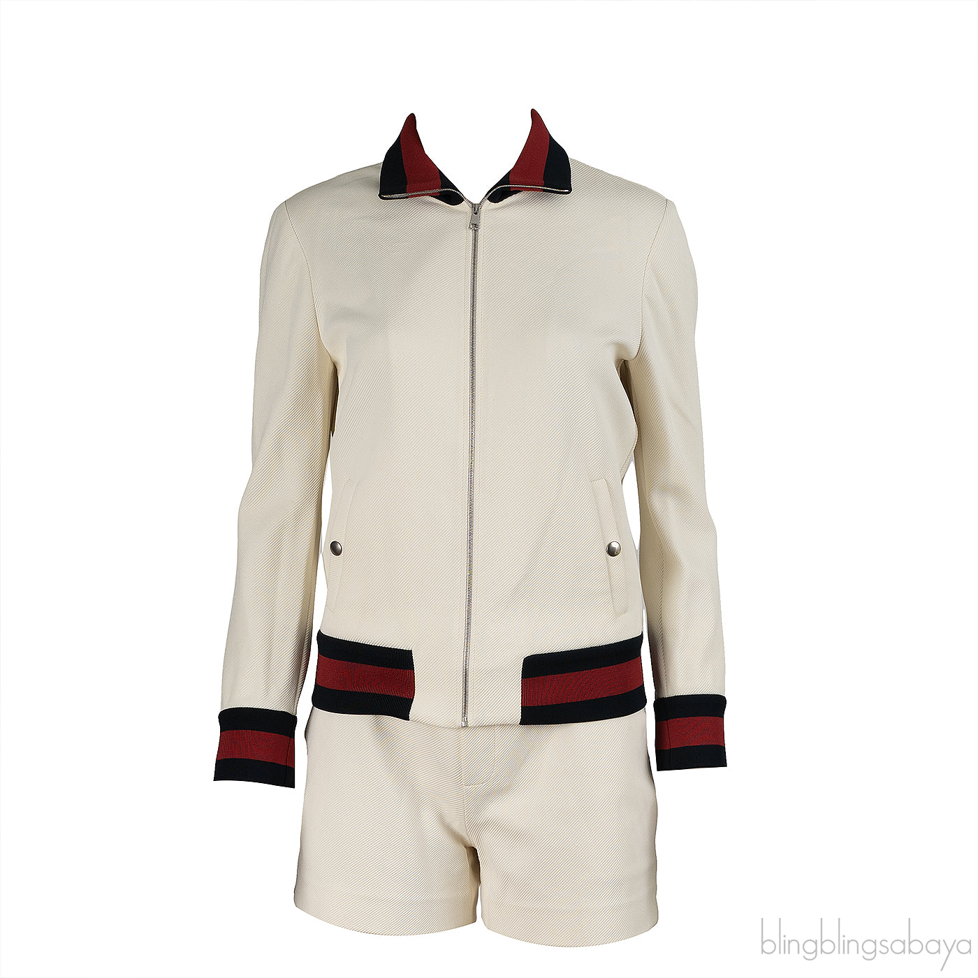 Gucci Cream Contrast Trim Jacket and Shorts