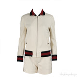 Gucci Cream Contrast Trim Jacket and Shorts