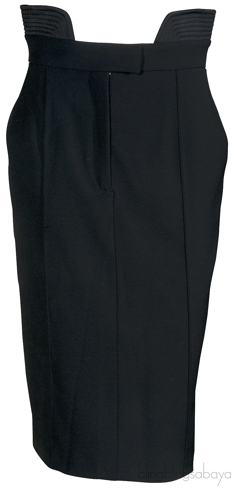 Black Notch Straight Skirt