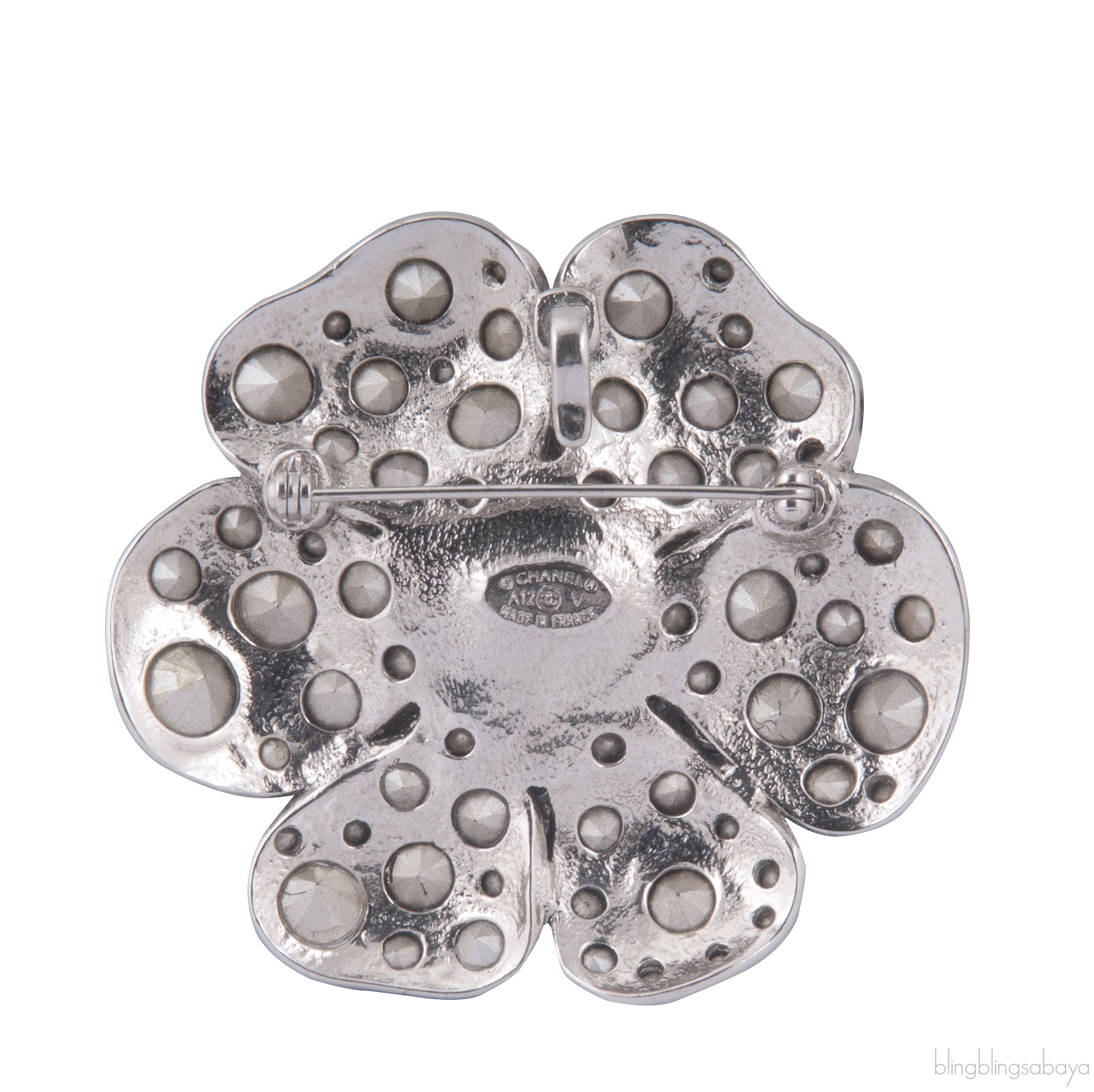 Crystal Camellia Silver Brooch