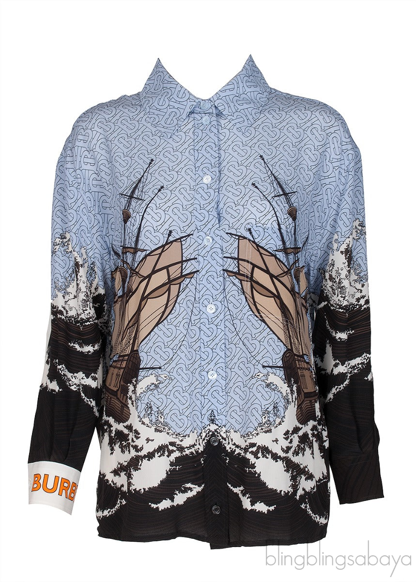 Light Blue Logo Printed Shirt