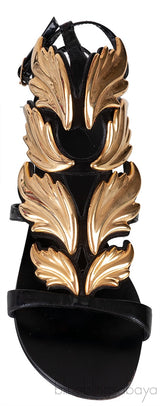 Ans Cruel Gold Metal Leaf Strappy Flat Sandals