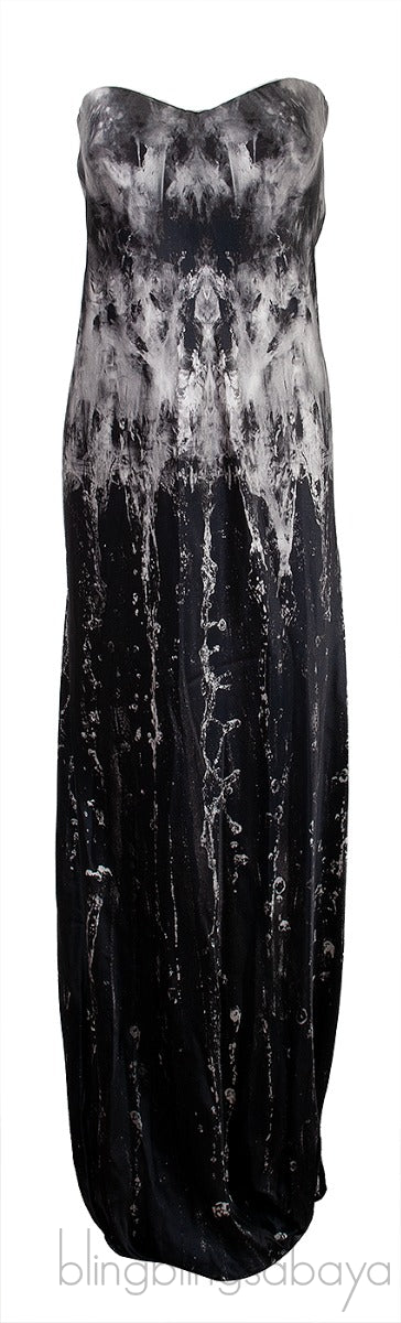 Tube Water Print Maxi Dress