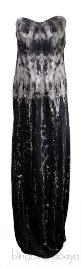 Tube Water Print Maxi Dress