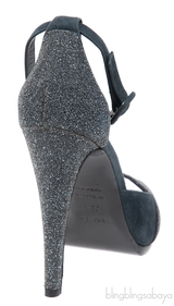 Hermes Premiere Glitter Blue Grey Suede Sandals