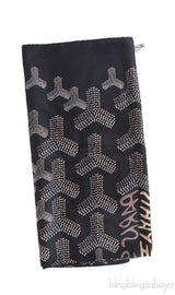 Silk Goyardine Black Scarf