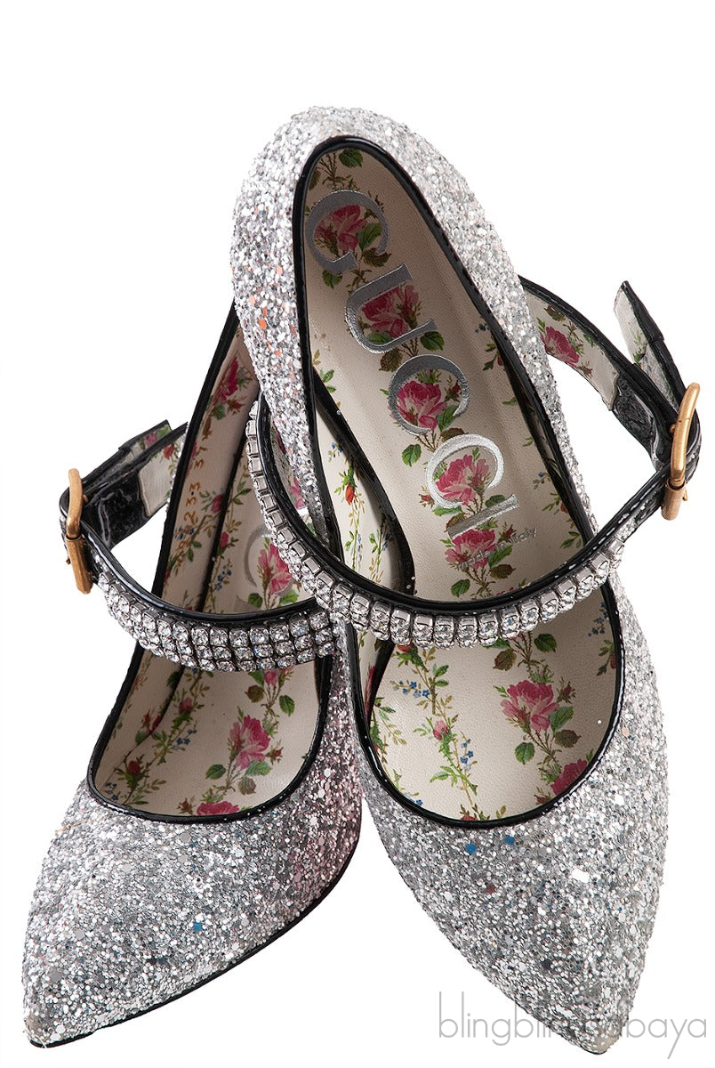 Sylvie Silver Crystal Glitter Heels