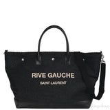 Saint Laurent Black Raffia Rive Gauche Black Oversize Tote