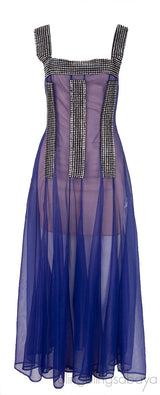 Purple Crystal Mesh Dress