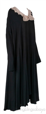 Black with Beige Contrasting Collar Dress