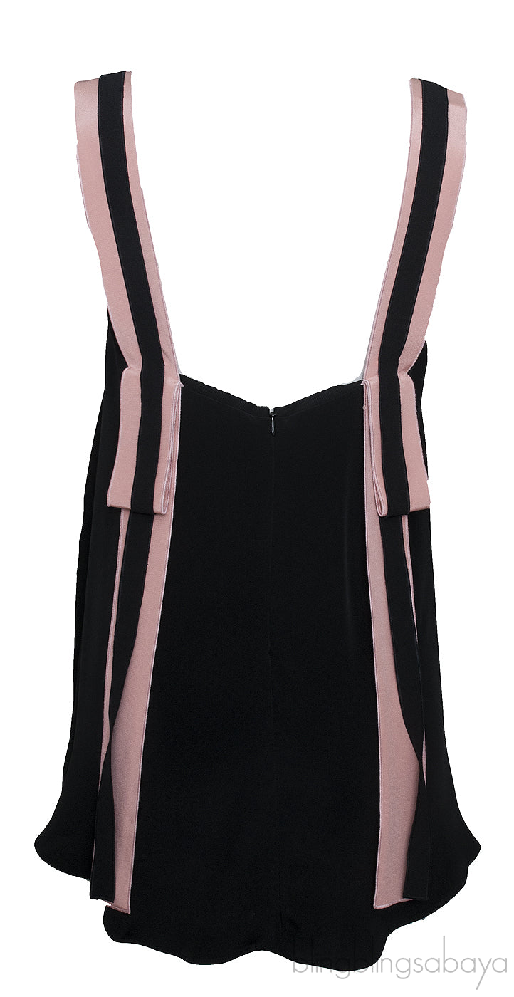 Contrasting Strap Flared Top