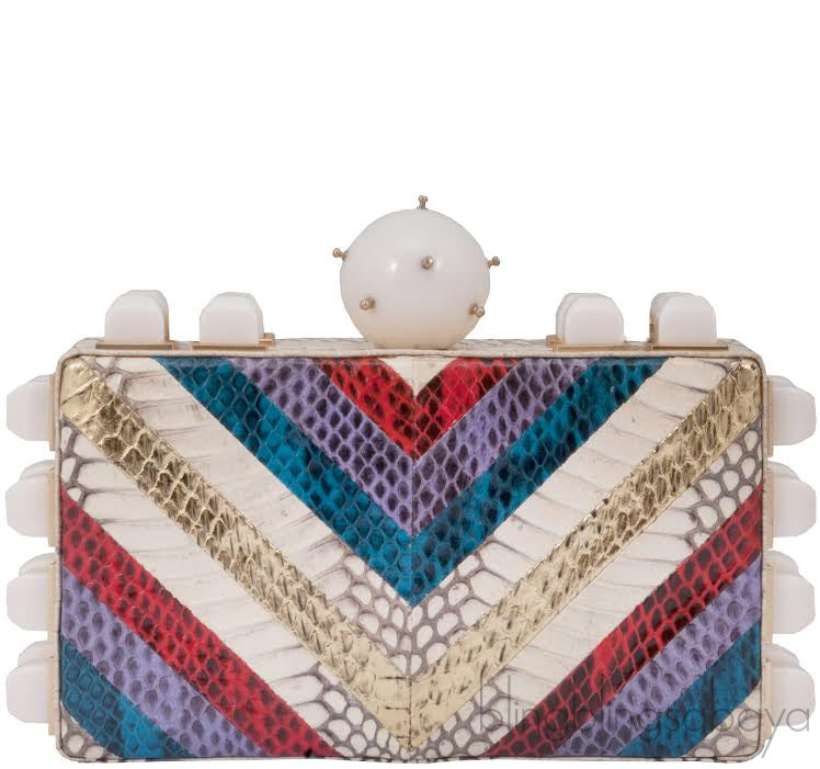 Viper Skin Lucite Studs Clutch*