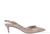 Spike Rockstud Nude Slingback Mini Heels