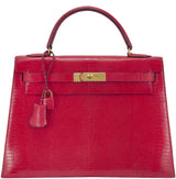 Kelly 32 Vintage Red Lizard Sellier