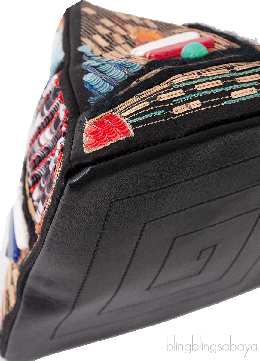 Multicolor Lambskin PVC Glass Pyramid Bag